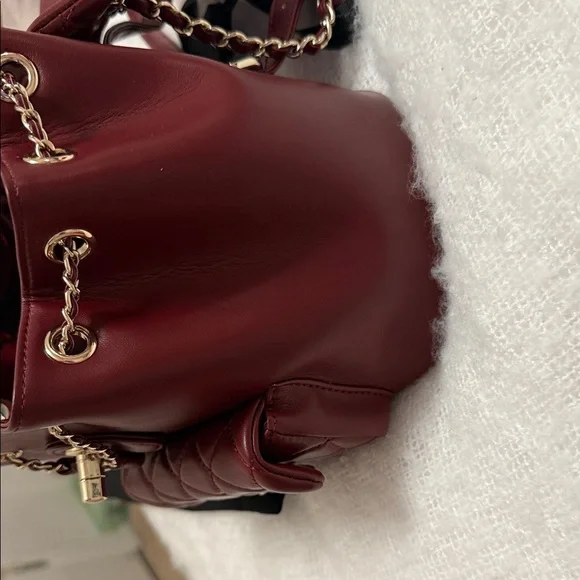 Authentic Chanel Mini Dark Red leather Quilted Backpack - Picture 5 of 8